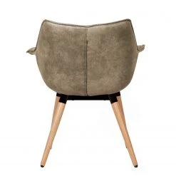 Ars manufacti Chaise à accoudoirs Kantii I - Microfibre / Chêne massif - Gris silex vintage - 1 chaise -Chaises Soldes 1000176705 200302 11493800007 DETAILS P000000001000176705