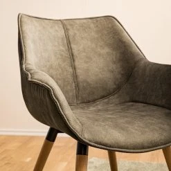 Ars manufacti Chaise à accoudoirs Kantii I - Microfibre / Chêne massif - Gris silex vintage - 1 chaise -Chaises Soldes 1000176705 200302 11494000010 DETAILS P000000001000176705