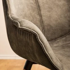 Ars manufacti Chaise à accoudoirs Kantii I - Microfibre / Chêne massif - Gris silex vintage - 1 chaise -Chaises Soldes 1000176705 200302 11494000011 DETAILS P000000001000176705