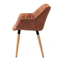 Mørteens Chaise à accoudoirs Lamppi - microfibre / Chêne massif - Microfibre Colby: Cognac vintage - 1 chaise -Chaises Soldes 1000176715 200107 15382400029 DETAILS P000000001000176715