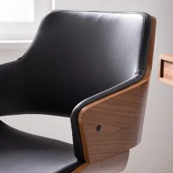 Studio Copenhagen Chaise de bureau Elzito - Imitation cuir / Acier - Noir / Chrome -Chaises Soldes 1000176721 190614 12071600104 GALLERYIMAGES P000000001000176721