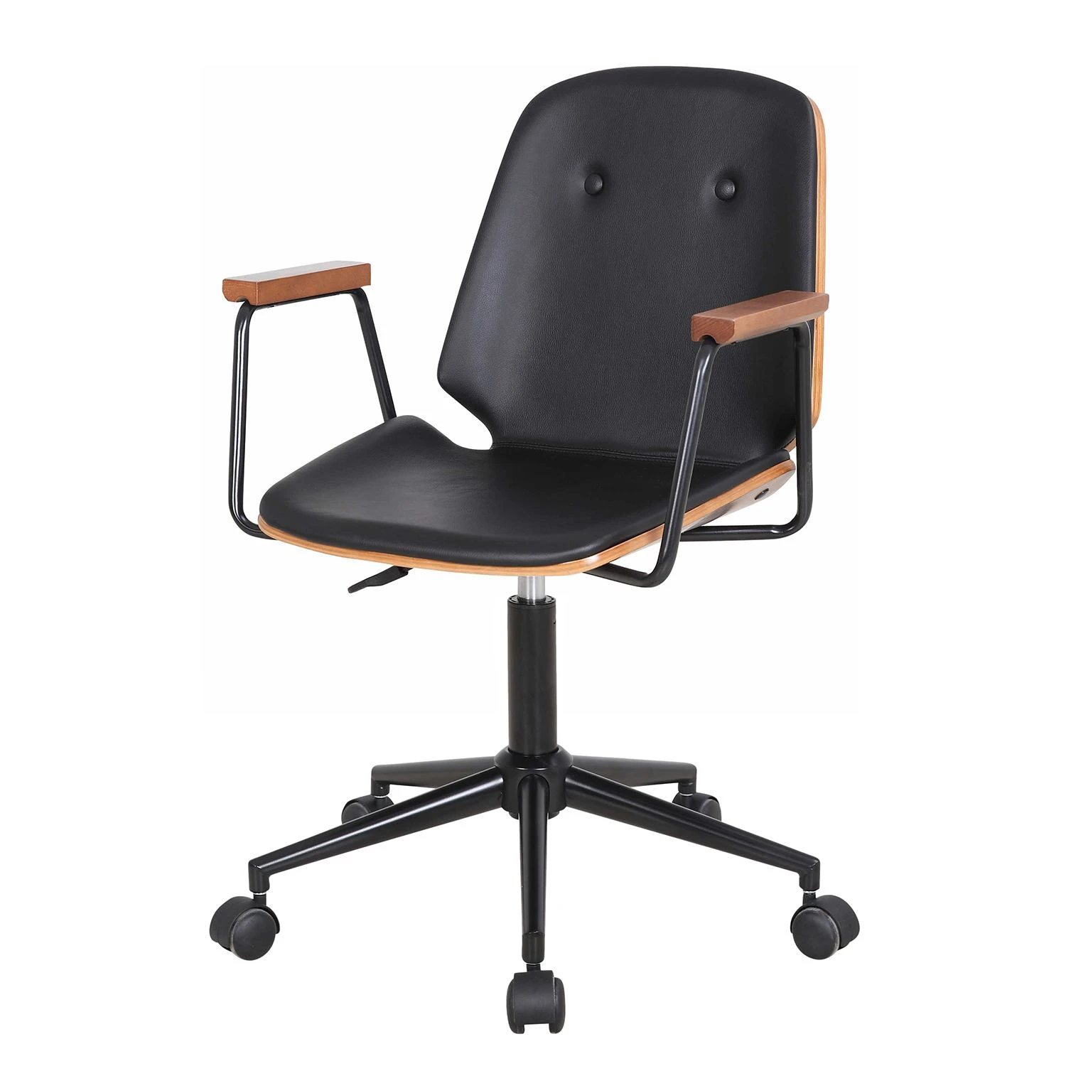 Mørteens Chaise de bureau pivotante Ganalu II - Imitation cuir - Noir / Noyer 3 Mørteens Chaise de bureau pivotante Ganalu II - Imitation cuir - Noir / Noyer