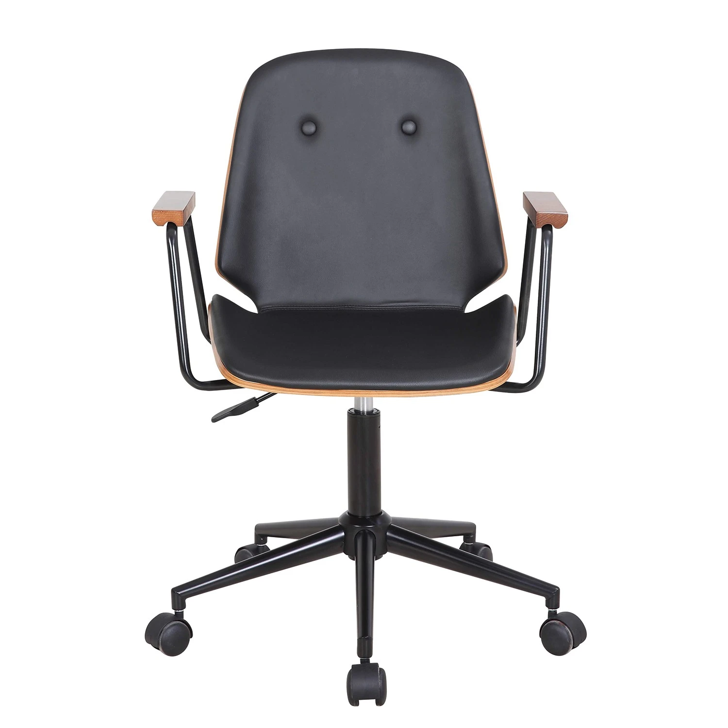 Mørteens Chaise de bureau pivotante Ganalu II - Imitation cuir - Noir / Noyer 5 Mørteens Chaise de bureau pivotante Ganalu II - Imitation cuir - Noir / Noyer – Image 3