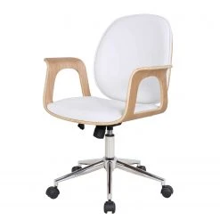 Mørteens Chaise de bureau pivotante Kinnula - Imitation cuir - Frêne / Blanc