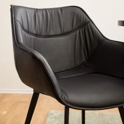 Studio Copenhagen Chaise de salle à manger Balimo - Cuir véritable / Métal - Noir -Chaises Soldes 1000176738 200615 06104500003 DETAILS P000000001000176738