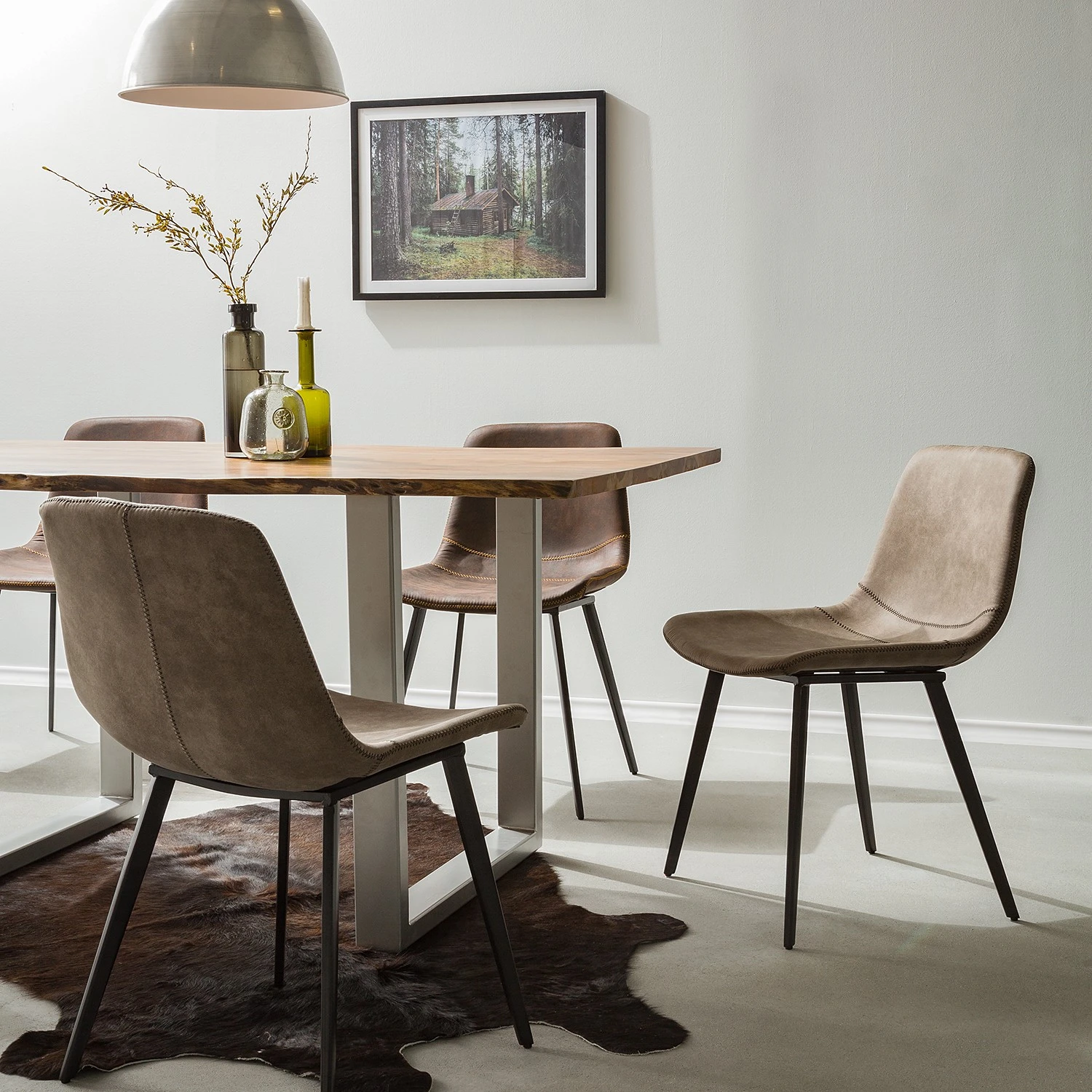 Ars manufacti Chaises Teini (lot de 2) - microfibre / Acier - Microfibre Colby: Cappuccino vintage 4 Ars manufacti Chaises Teini (lot de 2) - microfibre / Acier - Microfibre Colby: Cappuccino vintage – Image 2