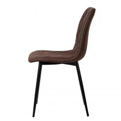 Ars manufacti Chaise capitonnée Tervo - microfibre / Acier - Microfibre Colby: Marron foncé vintage - Lot de 2 -Chaises Soldes 1000176747 201013 13591400050 DETAILS P000000001000176747