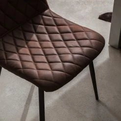 Ars manufacti Chaise capitonnée Tervo - microfibre / Acier - Microfibre Colby: Marron foncé vintage - Lot de 2 -Chaises Soldes 1000176747 201013 13591700055 DETAILS P000000001000176747