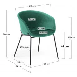 Norrwood Chaises à accoudoirs Baxa II - Velours / Acier - Noir - Vert -Chaises Soldes 1000176895 190614 06442100043 GALLERYIMAGES P000000001000176895