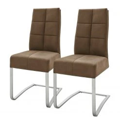 Fredriks Chaises cantilever Bury II (lot de 2) - Imitation cuir / Acier inoxydable - Sable
