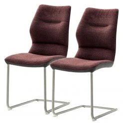 Fredriks Chaises cantilever Kiama (lot de 2) - Imitation cuir / Tissé à plat - Acier inoxydable - Bordeaux