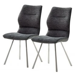 Fredriks Chaises Kiama (lot de 2) - Imitation cuir / Tissé à plat - Acier inoxydable - Anthracite