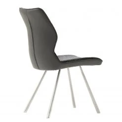 Fredriks Chaises Kiama (lot de 2) - Imitation cuir / Tissé à plat - Acier inoxydable - Anthracite -Chaises Soldes 1000179024 190725 10291400076 DETAILS P000000001000179024