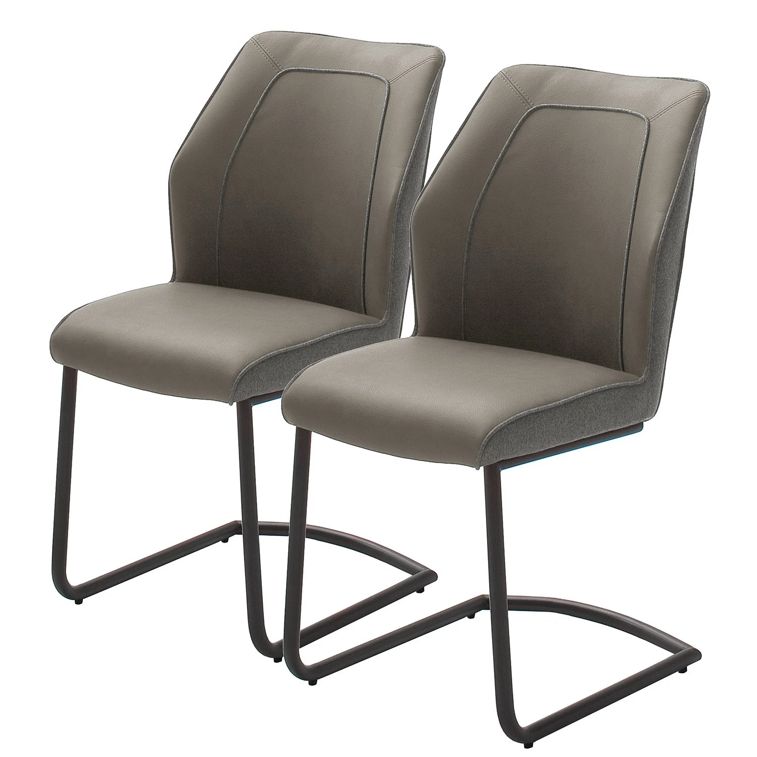 Fredriks Chaises cantilever Macapa (lot de 2) - Imitation cuir / Tissé à plat - Noir - Gris 3 Fredriks Chaises cantilever Macapa (lot de 2) - Imitation cuir / Tissé à plat - Noir - Gris