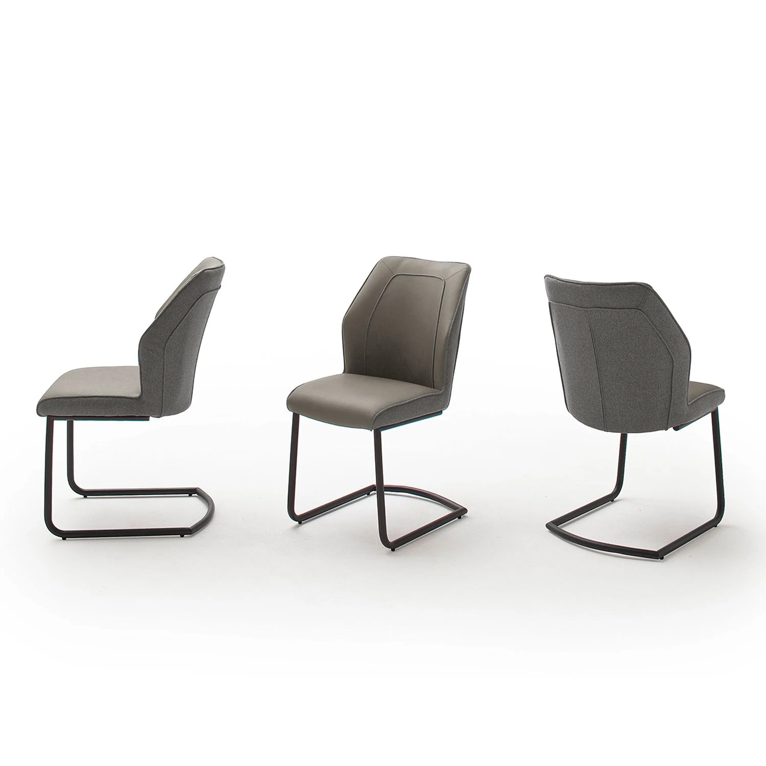 Fredriks Chaises cantilever Macapa (lot de 2) - Imitation cuir / Tissé à plat - Noir - Gris 4 Fredriks Chaises cantilever Macapa (lot de 2) - Imitation cuir / Tissé à plat - Noir - Gris – Image 2