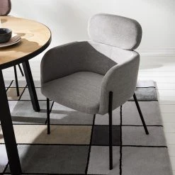 Mørteens Chaises à accoudoirs Menly - Tissu / Métal - Noir - Gris -Chaises Soldes 1000179460 200122 12294700014 MOOD DETAILS P000000001000179460 mood