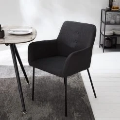 Mørteens Chaises à accoudoirs Mehle - Tissu / Métal - Noir - Anthracite -Chaises Soldes 1000179467 200310 11380400039 MOOD DETAILS P000000001000179467 mood
