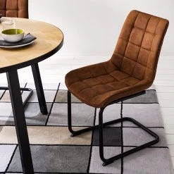 Fredriks Chaise cantilever Kemmel - Microfibre / Métal - Noir - Cognac - Lot de 2 -Chaises Soldes 1000179472 200122 12294800050 MOOD DETAILS P000000001000179472 mood