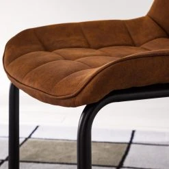 Fredriks Chaise cantilever Kemmel - Microfibre / Métal - Noir - Cognac - Lot de 2 -Chaises Soldes 1000179472 200122 12294800053 DETAILS P000000001000179472