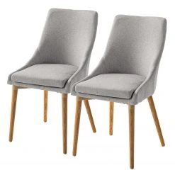 Mørteens Chaises Brea (lot de 2) - Tissu / Frêne massif - Frêne - Gris clair