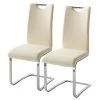 Fredriks Chaises cantilever Nevia I - Imitation cuir / Métal - Chrome - Cuir synthétique Aleli: Créme - Lot de 2 -Chaises Soldes 1000183823 200131 13175500066 IMAGE P000000001000183823