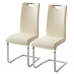 Fredriks Chaises cantilever Nevia I - Imitation cuir / Métal - Chrome - Cuir synthétique Aleli: Créme - Lot de 2