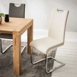 Fredriks Chaises cantilever Nevia I - Imitation cuir / Métal - Chrome - Cuir synthétique Aleli: Créme - Lot de 2 -Chaises Soldes 1000183823 200206 06303500054 DETAILS P000000001000183823