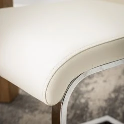 Fredriks Chaises cantilever Nevia I - Imitation cuir / Métal - Chrome - Cuir synthétique Aleli: Créme - Lot de 2 -Chaises Soldes 1000183823 200206 06303500056 DETAILS P000000001000183823