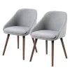 Mørteens Chaises à accoudoirs Maadi (lot de 2) - Tissu / Fer - Gris clair / Noyer -Chaises Soldes 1000184087 190812 13043000002 IMAGE P000000001000184087