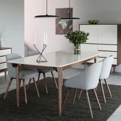 Mørteens Chaises à accoudoirs Maadi (lot de 2) - Tissu / Fer - Gris clair / Noyer -Chaises Soldes 1000184087 190812 13043000004 MOOD DETAILS P000000001000184087 mood