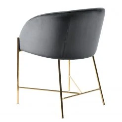 Jack & Alice Chaise à accoudoirs Norwen II - Velours/ Métal - Gris foncé -Chaises Soldes 1000184094 190812 13043500049 DETAILS P000000001000184094