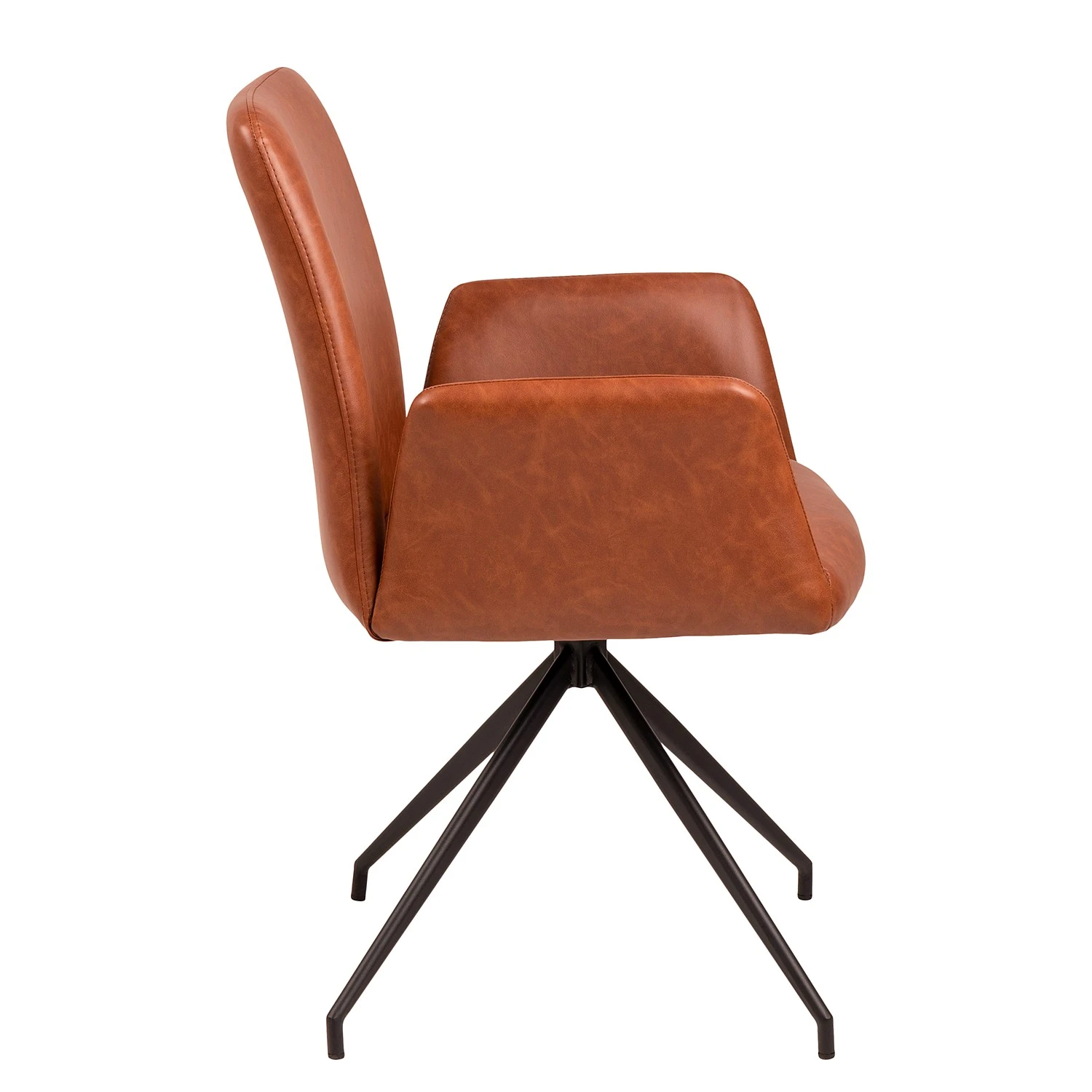 Fredriks Chaise à accoudoirs Mailly II - rotatif - Imitation cuir / Acier - Marron / Noir 6 Fredriks Chaise à accoudoirs Mailly II - rotatif - Imitation cuir / Acier - Marron / Noir – Image 4