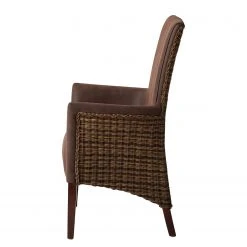 Ars Natura Chaises à accoudoirs Esquina - Imitation cuir / Rotin - Marron vintage / Marron clair chiné -Chaises Soldes 1000184165 200206 10111300007 DETAILS P000000001000184165