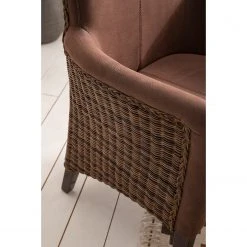 Ars Natura Chaises à accoudoirs Esquina - Imitation cuir / Rotin - Marron vintage / Marron clair chiné -Chaises Soldes 1000184165 200317 14293400003 DETAILS P000000001000184165