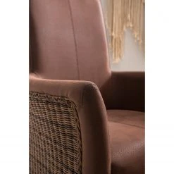 Ars Natura Chaises à accoudoirs Esquina - Imitation cuir / Rotin - Marron vintage / Marron clair chiné -Chaises Soldes 1000184165 200317 14293500004 DETAILS P000000001000184165