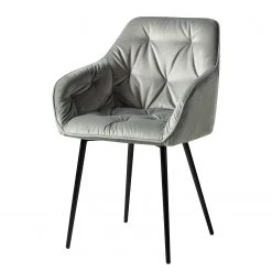 Jack & Alice Chaises à accoudoirs Tilly - Velours / Métal - Noir - Gris