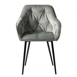 Jack & Alice Chaises à accoudoirs Tilly - Velours / Métal - Noir - Gris -Chaises Soldes 1000184190 200207 09400600020 DETAILS P000000001000184190