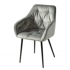 Jack & Alice Chaises à accoudoirs Tilly - Velours / Métal - Noir - Gris -Chaises Soldes 1000184190 200207 09400600023 DETAILS P000000001000184190