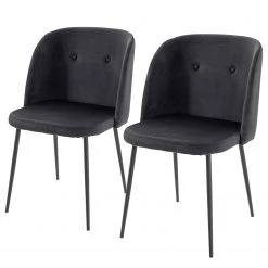 Jack & Alice Chaises Hollis (lot de 2) - Velours / Métal - Noir - Noir