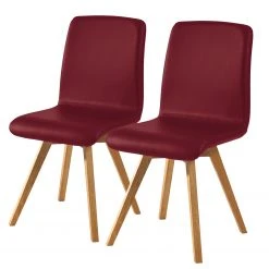 Schösswender Chaises Karla I (lot de 2) - Chêne sauvage massif - Rouge Bordeaux