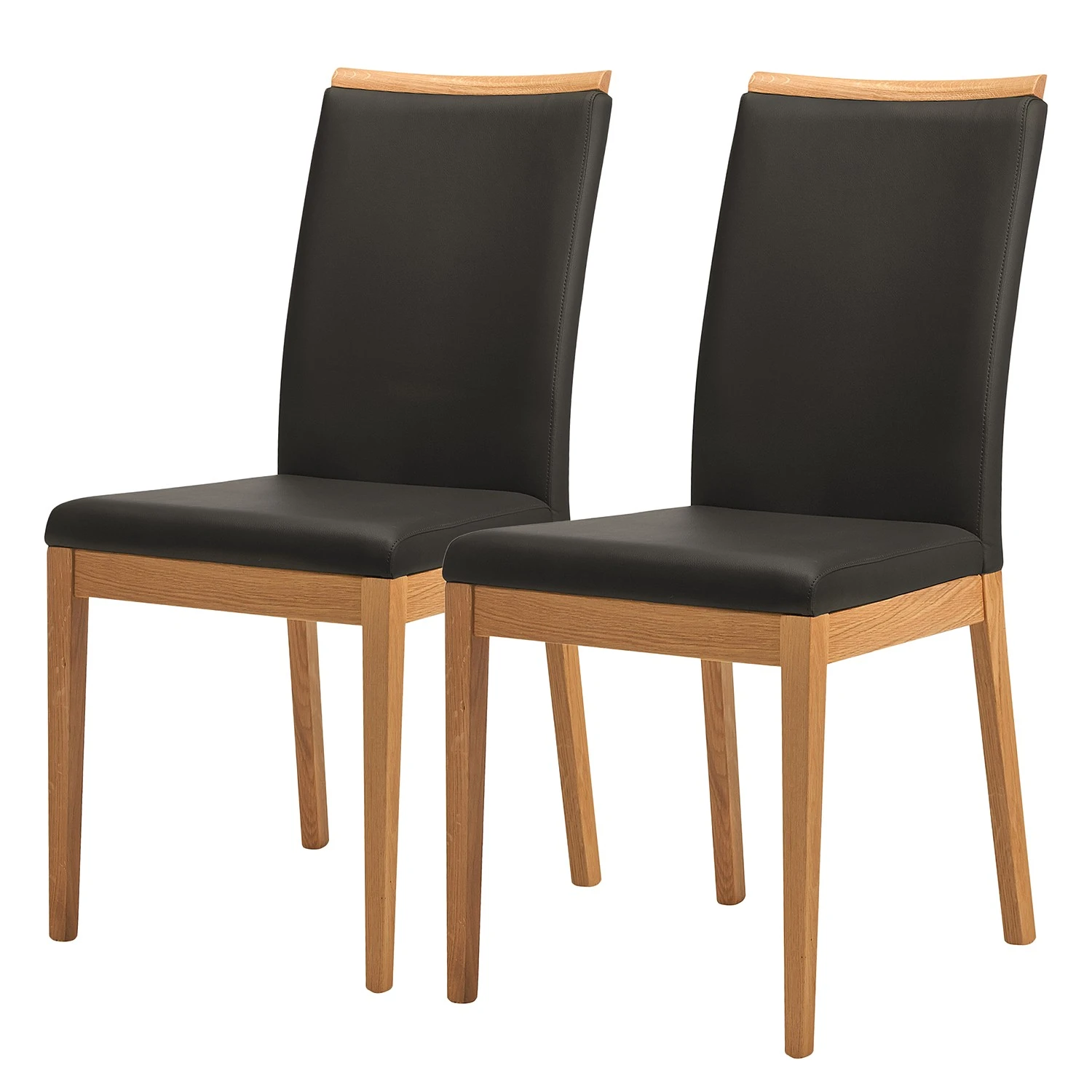Schösswender Chaises Nora (lot de 2) - Cuir véritable / Chêne sauvage massif - Noir 3 Schösswender Chaises Nora (lot de 2) - Cuir véritable / Chêne sauvage massif - Noir