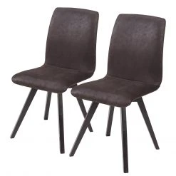 Schösswender Chaises Karla II (lot de 2) - Imitation cuir / Hêtre verni - Marron