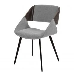 Norrwood Chaise capitonnée Zempin - Tissu / Métal - Imitation noyer - Gris clair