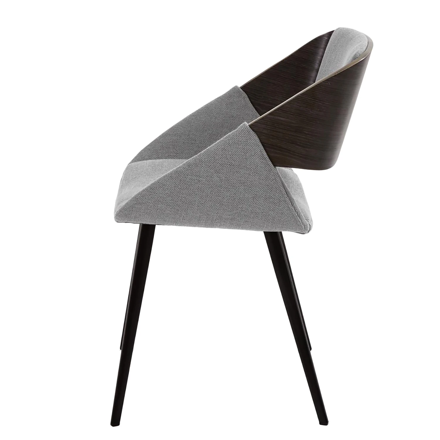 Norrwood Chaise capitonnée Zempin - Tissu / Métal - Imitation noyer - Gris clair 5 Norrwood Chaise capitonnée Zempin - Tissu / Métal - Imitation noyer - Gris clair – Image 3