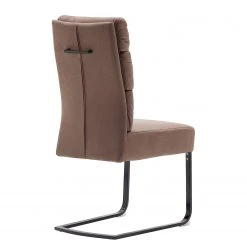 Fredriks Chaises cantilever Redan (lot de 2) - Microfibre / Acier - Marron vintage - Noir -Chaises Soldes 1000201146 200206 07424600045 DETAILS P000000001000201146