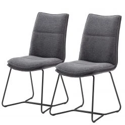 Fredriks Chaises Hesket (lot de 2) - Chenille / Acier - Anthracite - Noir