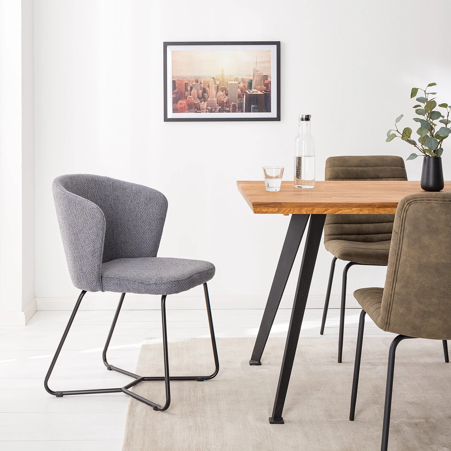 Mørteens Chaises à accoudoirs Tulia - Tissu / Acier - Gris foncé / Noir 4 Mørteens Chaises à accoudoirs Tulia - Tissu / Acier - Gris foncé / Noir – Image 2