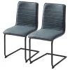 Mørteens Chaises cantilever Lylen (lot de 2) - Imitation cuir / Acier - Noir - Bleu vintage -Chaises Soldes 1000205096 201022 13511200001 IMAGE P000000001000205096