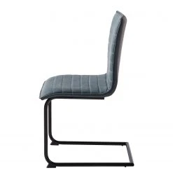 Mørteens Chaises cantilever Lylen (lot de 2) - Imitation cuir / Acier - Noir - Bleu vintage -Chaises Soldes 1000205096 201022 13511200003 DETAILS P000000001000205096