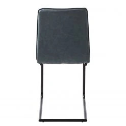Mørteens Chaises cantilever Lylen (lot de 2) - Imitation cuir / Acier - Noir - Bleu vintage -Chaises Soldes 1000205096 201022 13511300004 DETAILS P000000001000205096